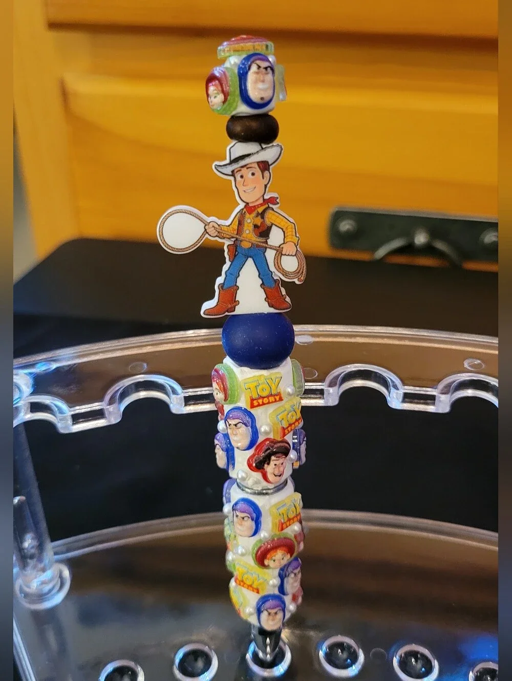 Woody Stacking Bead Pen - Blue and Multicolor